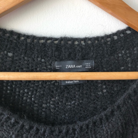 Zara Knit Italian Yarn Black Short Sleeve Sweater - Picture 3 of 5